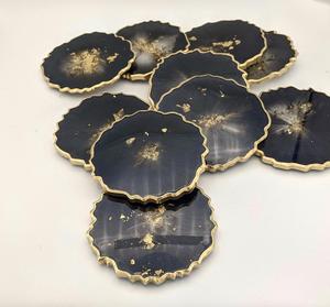 Sous-verres en résine avec paillettes dorées, forme florale festonnée, protège-tables pour tasses à café, thé, mugs, maison et bureau - Product Image 5