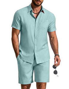 Le tissu est doux, extensible et respirant, idéal pour la peau. Ensemble deux pièces été homme/femme, short, idéal pour sortir. - Product Image 1