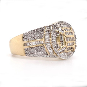 Round and Baguette Cut Moissanite Engagement Wedding Hip Hop Cluster <b>Ring</b> 925 <b>Sterling</b> <b>Silver</b> Rhodium Plated Prong <b>Set</b> Unisex - Product Image 2