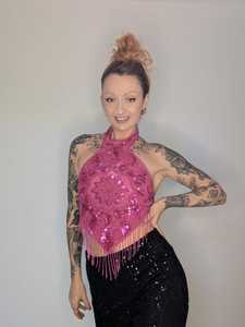 Luxury <b>Pink</b> Beaded Fringe Wedding Cape Bridal Shoulder <b>Wrap</b> Shrug Hand-Beaded Tassel Caplet for Evening Gown Party Accessories - Product Image 4