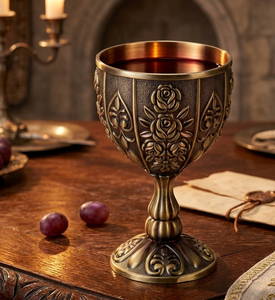Coupe à vin en laiton de style antique avec motif gaufré – Verres à vin dorés décoratifs de qualité supérieure pour la décoration de table - Product Image 3
