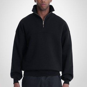 Custom Oversized Half Zip Pullover <b>Thick</b> <b>Fleece</b> Sweatshirt Drop Shoulder Streetwear Premium Cotton 380/400g Heavyweight Hoodies - Product Image 6