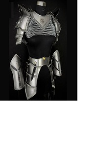 Armadura de Caballero Medieval de Acero Inoxidable Plateado, Placas Soldadas de Malla de Cadena, Equipo de Cosplay SCA, Imitación Antigua - Product Image 4