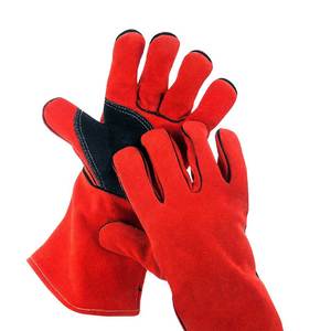 Guantes de Seguridad de Cuero Rojo, Largos hasta la Muñeca, Térmicos, Sin Forro, Lisos, para Uso en Exteriores en Invierno - Product Image 1