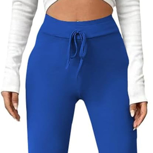 Pantalon de survêtement évasé personnalisé pour femme en molleton de coton, coupe droite, taille élastique, respirant, avec cordon de serrage, longueur intégrale, automne - Product Image 3