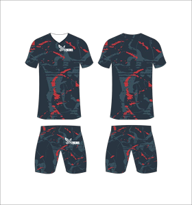 Conjunto de Camiseta y Pantalones Cortos de Fútbol Sublimados Ferocious Clothing para Hombre, Cuello en V, Absorbe la Humedad, Ropa Deportiva con Estampado de Camuflaje - Product Image 1