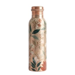 Bouteille d'eau en cuivre pur imprimée à la main, motif floral, anti-fuite, pour la santé ayurvédique et le fitness, fournisseur en gros - Product Image 4