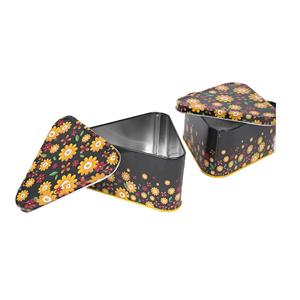 Triangle-Shaped Tin <b>Storage</b> Box Airtight Cookie Biscuit Snacks Jar Multipurpose Kitchen <b>Storage</b> <b>Container</b> for Tea Coffee - Product Image 1