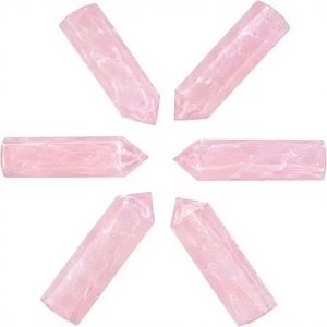 Pointes de cristal de quartz rose polies, pierres précieuses roses en forme de crayon pour la décoration intérieure, artisanat sur le thème de l'amour, bricolage - Product Image 4