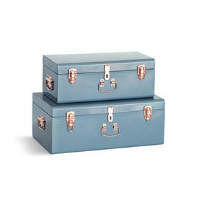 <b>Metal</b> <b>Storage</b> <b>Box</b> Set Rectangular Hinged Closure With Handles Stacking Design For Sundries Minimalist Style Durable Safe - Product Image 5