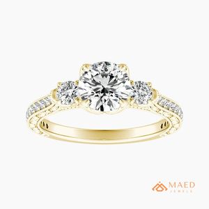 แหวนหมั้นทองคำขาว 14K ประดับโมอิสซาไนต์ทรงกลม ดีไซน์รัศมี แหวนแต่งงานสุดหรู ของขวัญเครื่องประดับเจ้าสาวสำหรับผู้หญิง สหรัฐอเมริกา - Product Image 1