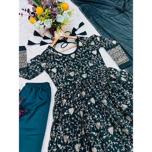 Hermoso vestido Anarkali para mujer para fiestas incluye Pent y Dupatta-Conjunto perfecto para fiestas - Product Image 6