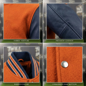 Chaqueta Varsity de Illinois para Hombre, Color Naranja, Cuero Sintético, Bordado Frontal, Mangas de Alta Calidad, Estilo Bomber, Ropa Casual de Otoño - Product Image 5