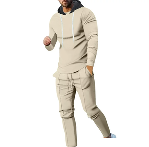 Ensemble de jogging streetwear personnalisé avec logo, en molleton de coton, sweat à capuche et pantalon de jogging, pour hommes, respirant - Product Image 1