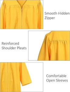 Robe de cérémonie de remise des diplômes unisexe pour adultes, jaune mat, en polyester, uniforme scolaire - Product Image 6