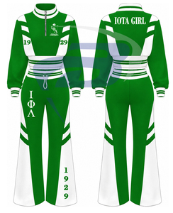 Ensemble de survêtement noir et doré pour femmes Iota Phi Lambda Sorority, manches longues, demi-zip, cordon de serrage, pantalon de jogging, tenue sportive décontractée - Product Image 3