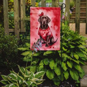 Multicolor Chocolate Labrador Retriever San Valentín jardín bandera ilustraciones para Patio buzón flor camas patio césped signo - Product Image 2
