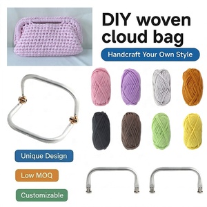 Kit de Matériaux DIY pour Sac Nuage – Ensemble de Fabrication de Sac à Main en Fil T-shirt Épais au Crochet Manuel avec Cadre de Fermeture Métallique de 7,5 po – Cadeau Idéal pour Femme Débutante - Product Image 1