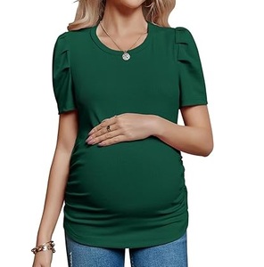 Camiseta de Maternidad Personalizada de Manga Corta y Cuello Redondo para Mujer, Transpirable, para Lactancia, Embarazo, Ecológica, Antiarrugas - Product Image 1