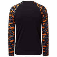 Chemise de pêche à manches longues pour garçons, personnalisable par sublimation, camouflage noir et orange, respirante, séchage rapide, protection solaire UPF 50 anti-UV