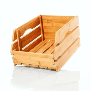 Eco-Friendly Stackable Wood <b>Storage</b> Box Open Front Pantry Organizer <b>Basket</b> For <b>Vegetables</b> Fruits And Kitchen Wooden Home - Product Image 1