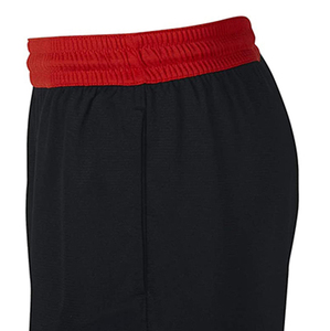 Shorts Bermuda pour homme, couleur noire, avec ceinture rouge et ourlet bleu, style sportif à séchage rapide, taille élastique - Product Image 5
