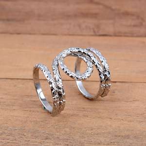 925 Sterling Silver Luxury Unisex Paisley Pattern Splint <b>Ring</b> <b>Adjustable</b> Arthritis Joint Support Band - Product Image 1