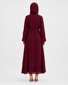 Abaya de Manga Larga de Primera Calidad con Cinturón a Juego, Doble Capa, Apta para Hiyab, Suave y Modesta, para Mujer - Product Image 2