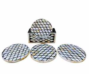 Posavasos de cuerno de búfalo multicolor con incrustaciones de hueso, decorativos para mesa, únicos para café y té - Product Image 2