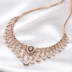 Collier pendentif halter en or rose 14 carats plaqué or, diamant certifié IGI, pour femme, bijoux d'anniversaire - Product Image 1