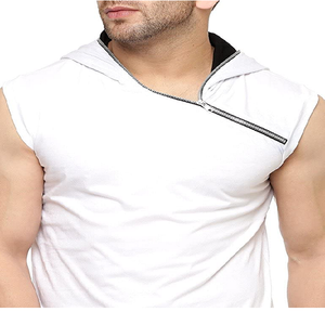 <b>Mens</b> <b>Sleeveless</b> Zipper <b>Hoodie</b> Solid Pocket 100% Cotton Fleece Winter Regular Fit Soft Lightweight Breathable Eco-Friendly OEM - Product Image 5