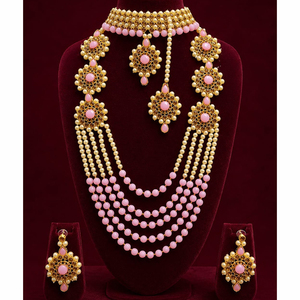 Ensemble collier et boucles d'oreilles pour femme JeweleMarket, plaqué or, pierres en cristal, perles ethniques, cadeau de mariage, de fiançailles ou d'anniversaire - Product Image 4