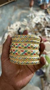 Pulseras de Latón con Incrustaciones Meenakari al Por Mayor, Joyería Nupcial Étnica Tradicional India, Proveedor de Exportación - Product Image 5