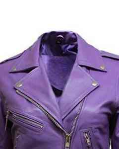 Chaqueta de Cuero Morada para Mujer, Estilo Motero, con Cierre Asimétrico, Cinturón en la Cintura, Corte Ajustado, Elegante, para Invierno - Product Image 3