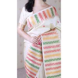 Tissus élégants en soie douce Meenakari Zari tissés 650g pour sari avec bordure de temple, robe de soirée élégante - Product Image 5