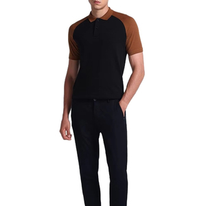 Polo de Algodón para Hombre, Diseño Color Block, Manga Corta, Tejido Transpirable, Corte Regular, Estilo Casual Elegante, Diseño Sólido, Cierre con Botones - Product Image 1