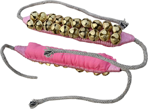 Tobillera Ghungroo de latón hecha a mano con 2 líneas, acolchada rosa, 40 campanas de latón, para danza Bharatnatyam Kathak, estilo clásico indio - Product Image 3