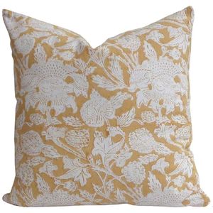 Housse de coussin carrée jaune à motifs floraux, best-seller, classique, imprimée à la main, en coton, décorative, 40x40 cm - Product Image 1