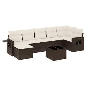 8 Piece Brown Pe <b>Rattan</b> Garden <b>Sofa</b> Set Outdoor Furniture Weather Resistant Sectional With Table And Cushions - Product Image 4