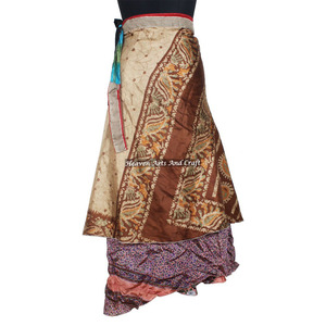 2 Layer <b>Magic</b> Classy Vintage Sari Silk Wrap Skirts 2 Layer Reversible <b>Magic</b> Silk Saris Wrap Long Skirt Sari Wrap Dress <b>Beach</b> - Product Image 6