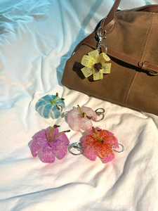 Handmade Beaded Lily <b>Keychain</b> – Resin-Coated Glass Bead Bag Charm - Product Image 4