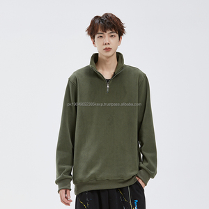 Alta calidad logotipo personalizado 14 Zip pulóver Casual cuarto de cremallera hombres sudadera bordada impresión al por mayor polar sudaderas con capucha medio - Product Image 2