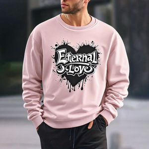 Sudadera de Manga Larga para Hombre, 100% Poliéster, Cuello Redondo, Holgada, Color Sólido, Estampada, para Otoño, Comercio Exterior - Product Image 2