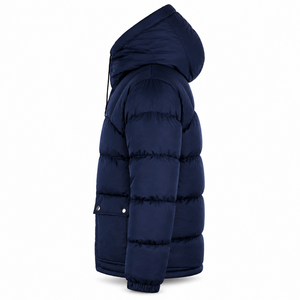 Blouson matelassé à capuche sérigraphié, imperméable, en polyester, avec large matelassage et poches à rabat, manteau streetwear d'hiver – Fournisseur - Product Image 2