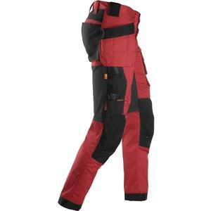 Pantalon cargo décontracté pour homme, rouge et noir, écoresponsable, taille mi-haute, plusieurs poches, respirant, léger, en toile, coupe droite, pour le printemps - Product Image 5