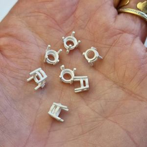 Anillo de compromiso solitario con engaste de 4 garras de 5 mm en plata reciclada para diamantes cultivados en laboratorio, proveedor mayorista - Product Image 3