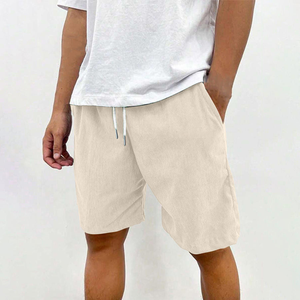 Pantalones Cortos de Lona Antiarrugas para Hombre, Ecológicos, Transpirables, de Secado Rápido, Cintura Elástica, Estilo Vintage, para Playa y Verano - Product Image 1