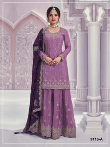 Conjunto de Salwar Kameez Tradicional de Seda para Mujer, Bordado, Estilo Indio Pakistaní, para Bodas y Fiestas, Traje Anarkali de Manga Larga - Product Image 3