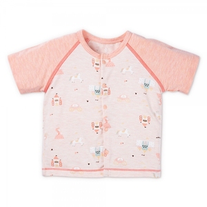 Ensembles de vêtements pour bébés filles en modal et élasthanne personnalisables. Haut à boutons et short élastique. Tissu écologique. Service ODM d'été - Product Image 4