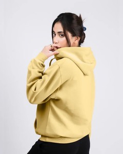 Sudadera con Capucha Unisex Amarilla, Informal, para Otoño, con Bolsillos, Tejida, de Color Sólido, Corte Regular, 100% Algodón, Transpirable - Product Image 3